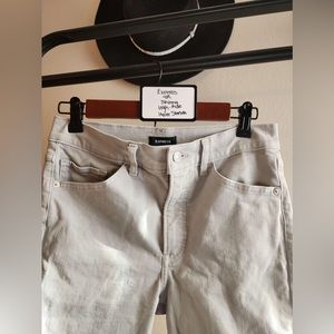 Express 4R Blue Jean, skinny hyper stretch high rise, fringe on bottom